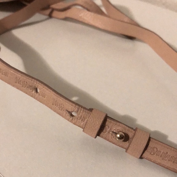 Vintage YSL Leather Ruffle Flower Pouch (Pale Pink)